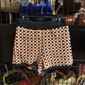 Zara Black and Orange Knit Racer Shorts